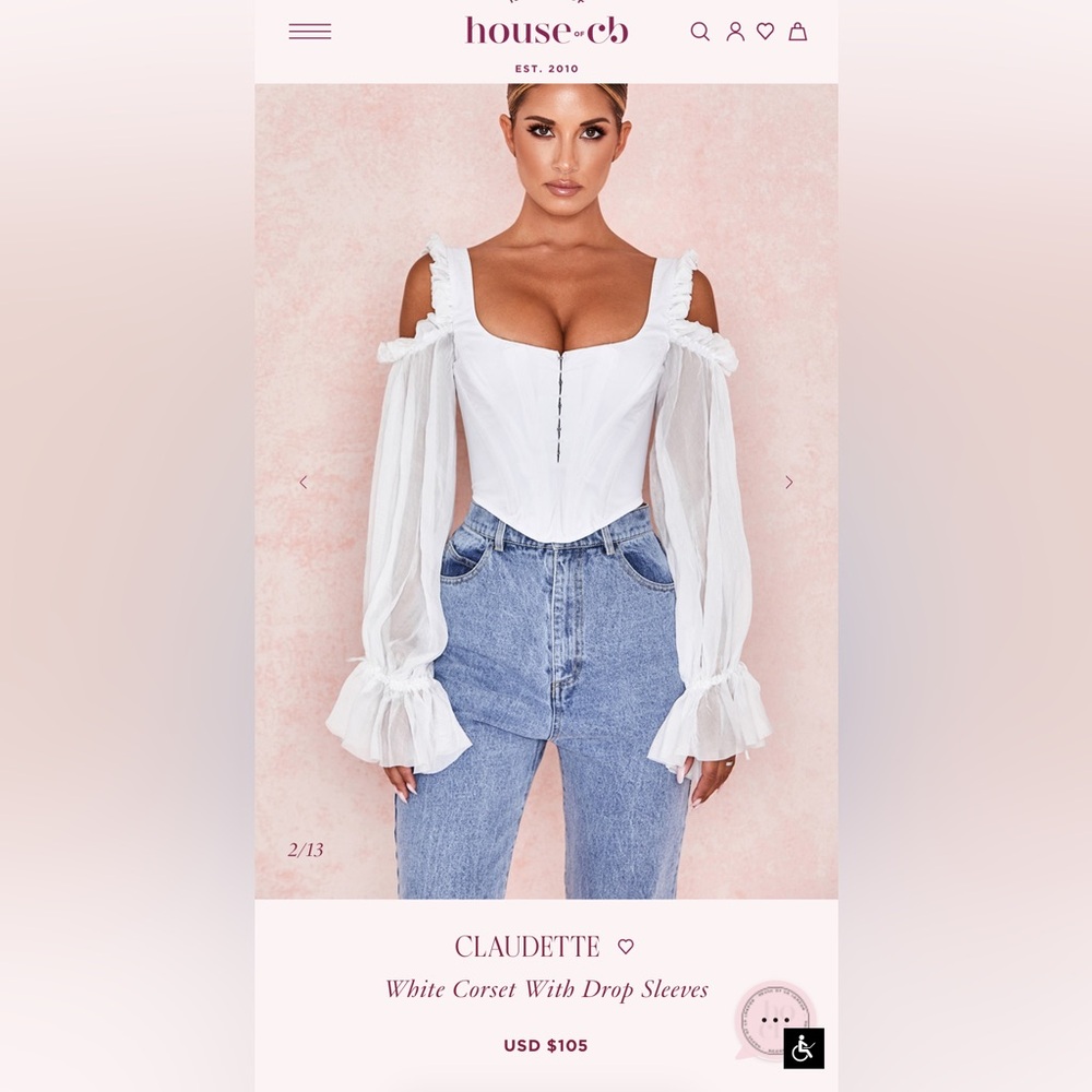 House of CB White Ruffled Blouse